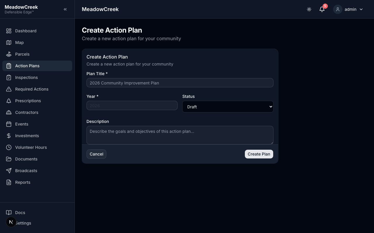 Create action plan form