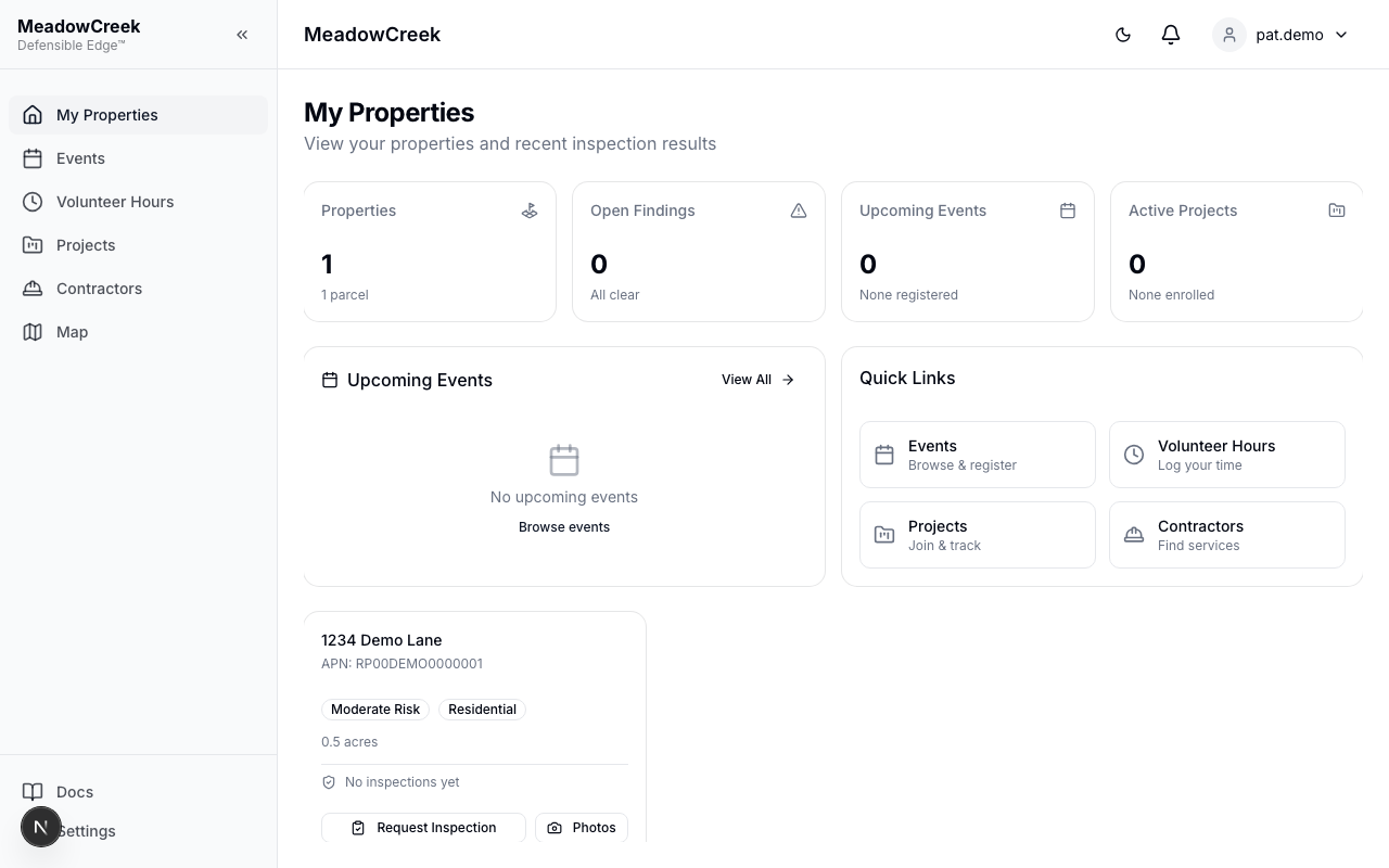 Owner portal dashboard
