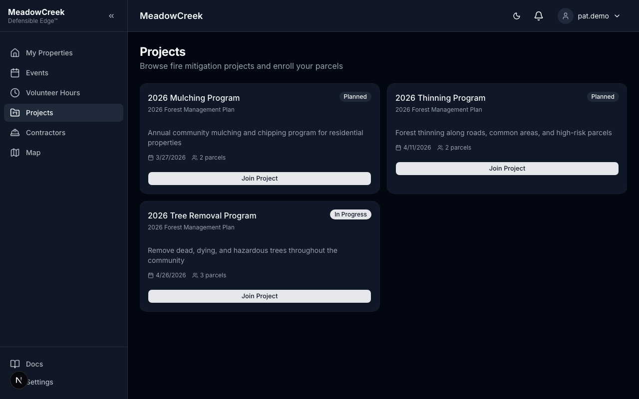 Projects — owner view