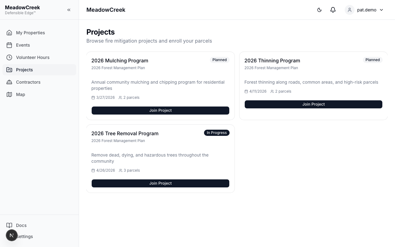 Projects — owner view