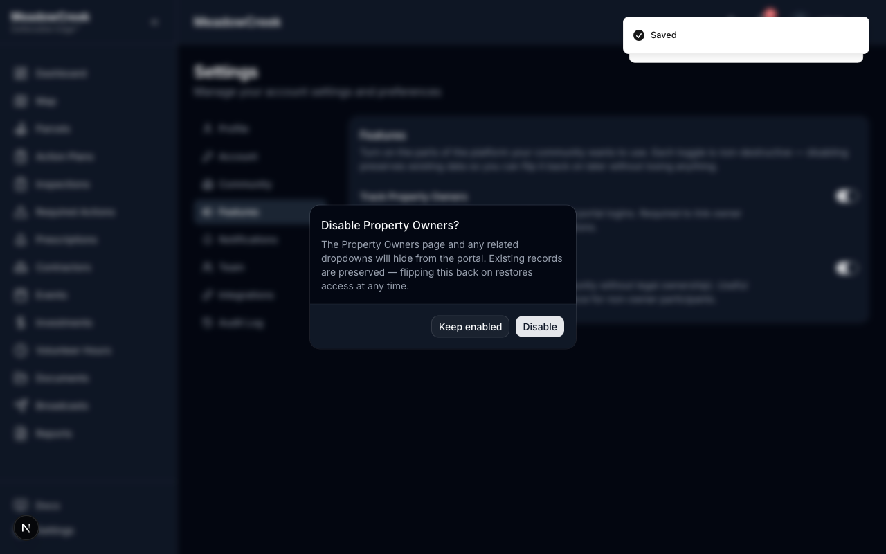 Disable confirmation dialog