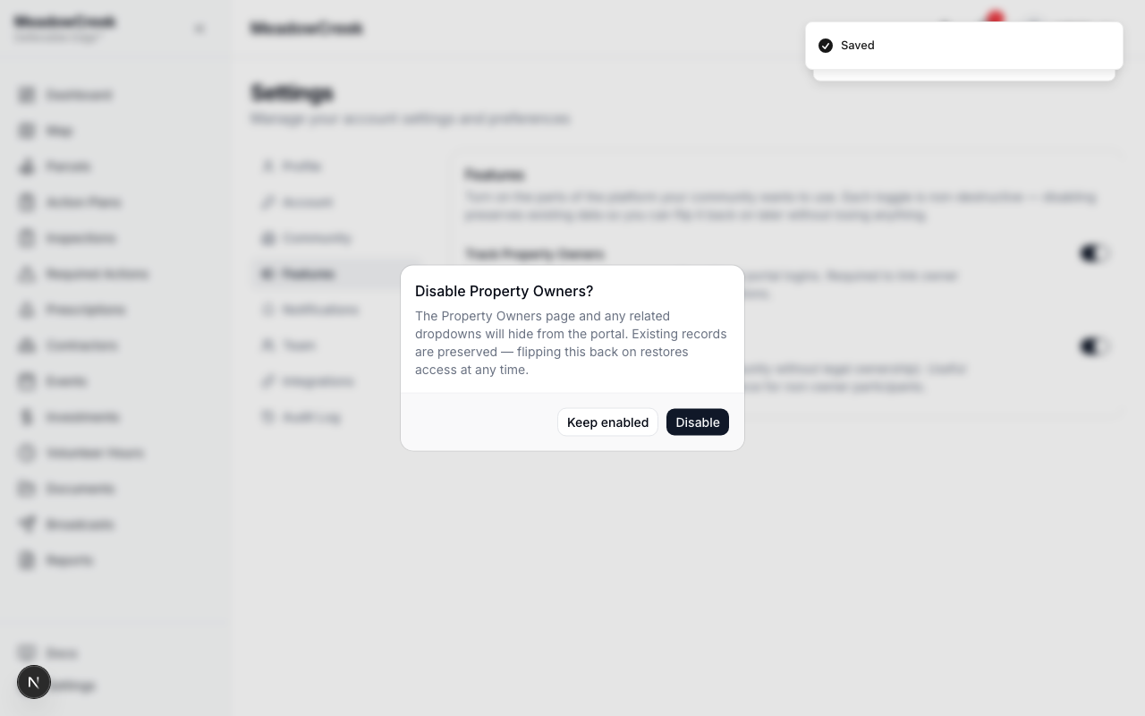 Disable confirmation dialog